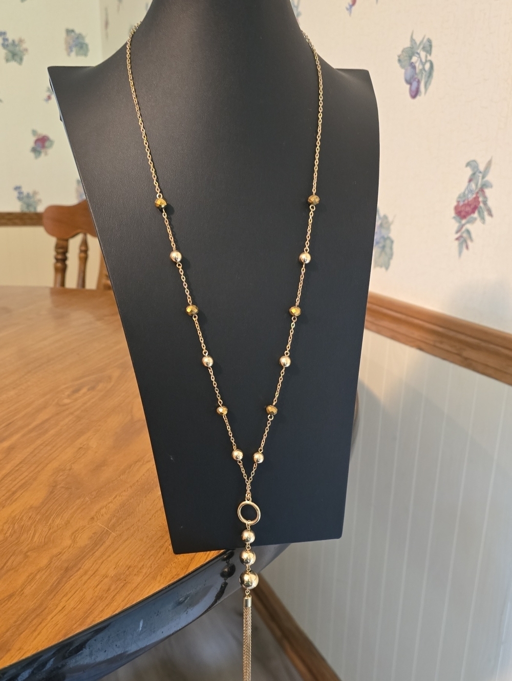 Elegant Gold Beaded Y-Necklace - Women Jewelry